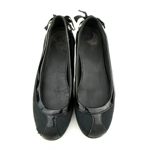 Coach Black Canvas & Patent Leather Ballet Flats Womens Size 6.5 - Picture 1 of 11